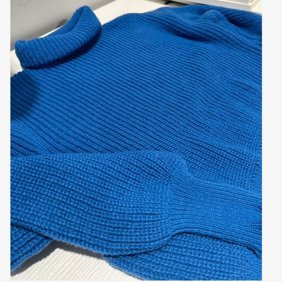Blue Turtleneck Knit Pullover Sweater Long Sleeve - Picture 9 of 16